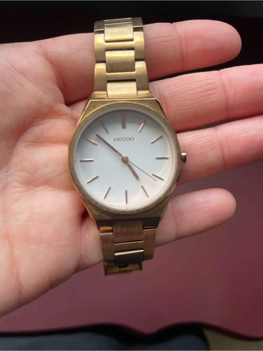 OOZOO Gold-Tone Stainless Steel Watch with White Dial